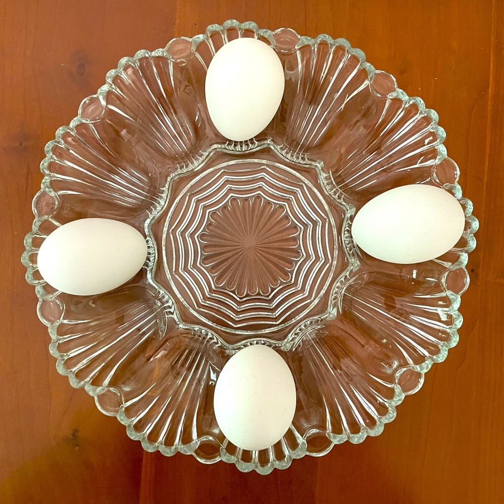 Vintage Anchor Hocking Clear Glass Deviled Egg Dish - LIKE NEW!